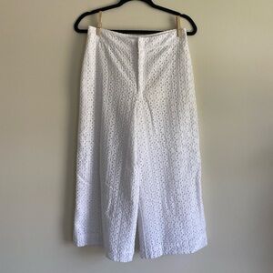 Eyelet cropped wide leg pants